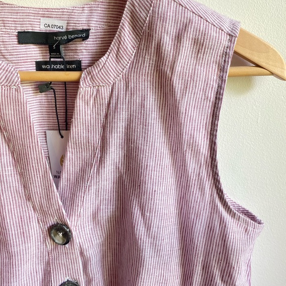 Harve Benard Linen Red & White Striped Tank Top - Picture 3 of 10